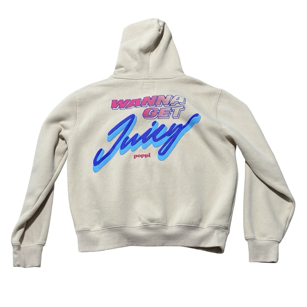 Poppi Soda x Target Women's Wanna Get Juicy Beige Graphic Cozy Pullover LG 24x25